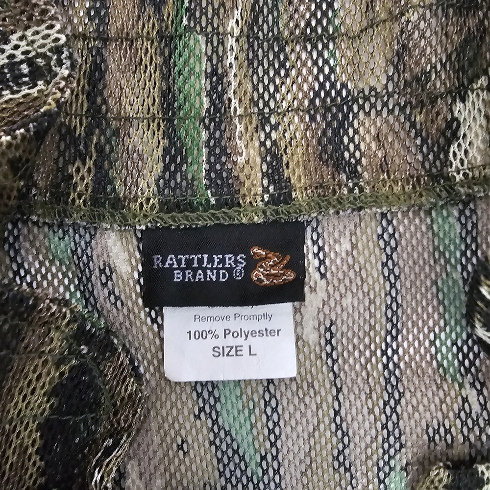 Vtg Rare Rattlers Brand Real Tree Mesh Camo Men's Hunting Jacket & Pants Size L - Picture 5 of 7